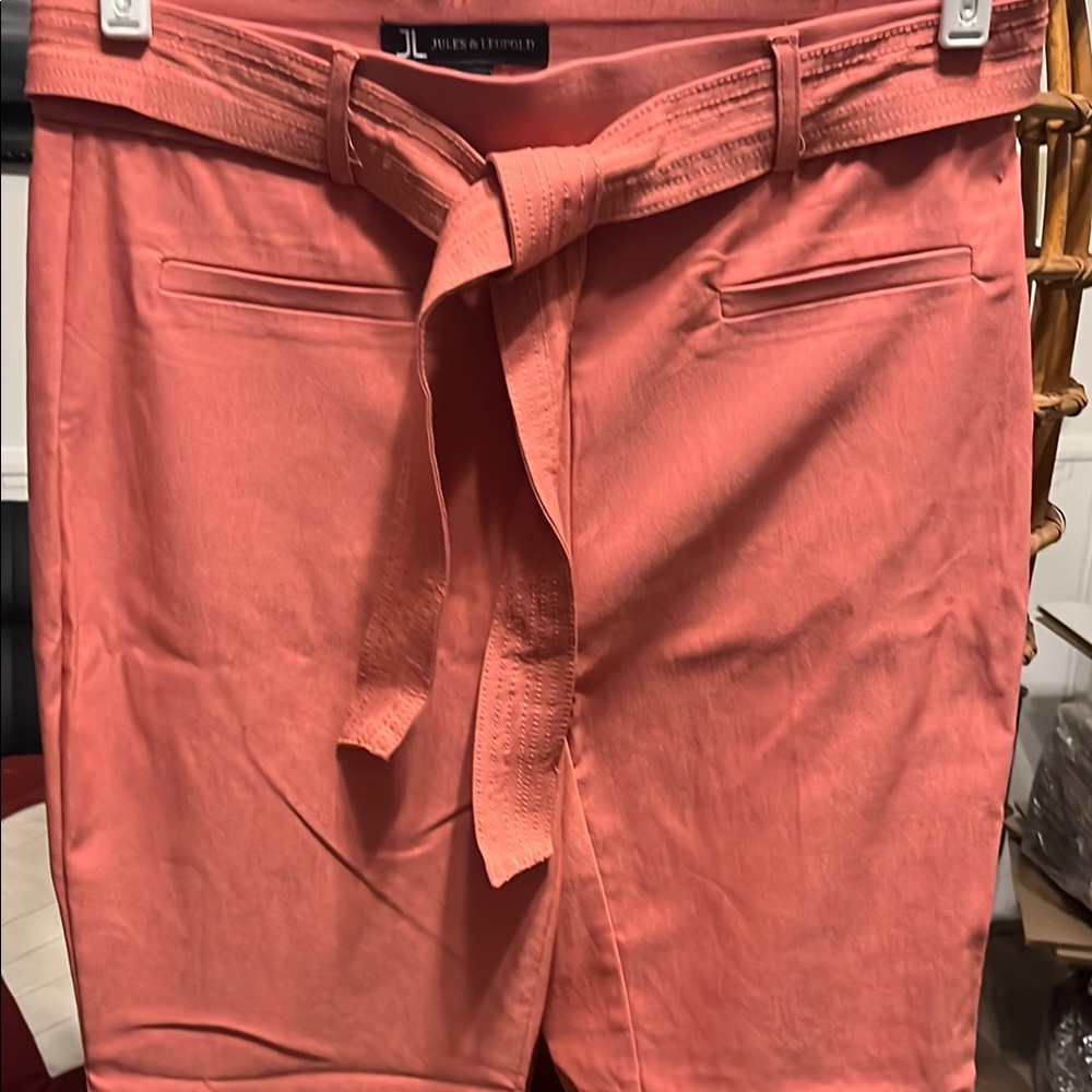 NWOT Jules & Leopold Coral Belted Pants! Gorgeous